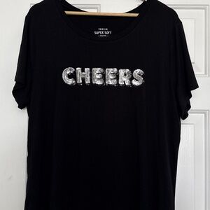 Torrid Sequin CHEERS Black T-Shirt